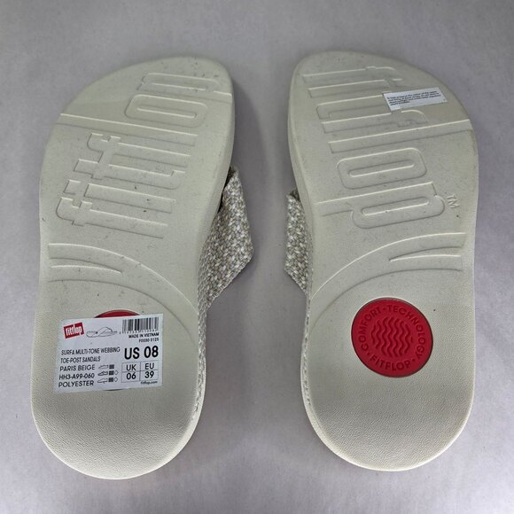 NWOT FitFlop Women's Surfa Multi-Tone Webbing Toe-Post Sandals - Paris Beige - Picture 5 of 6